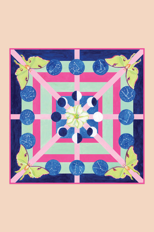 Lunar Moth & Constellations Silk Scarf