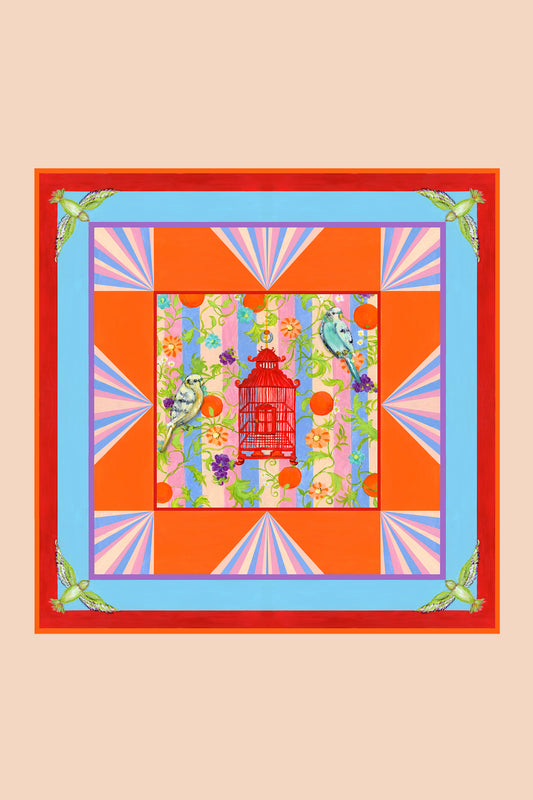 Pagoda Parakeet Silk Scarf