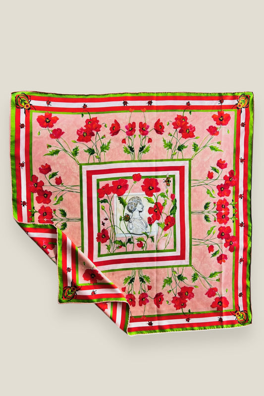 Poppy Cameo Silk Scarf