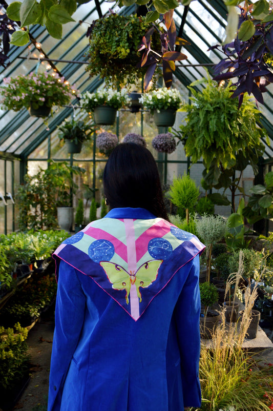 Lunar Moth & Constellations Silk Scarf