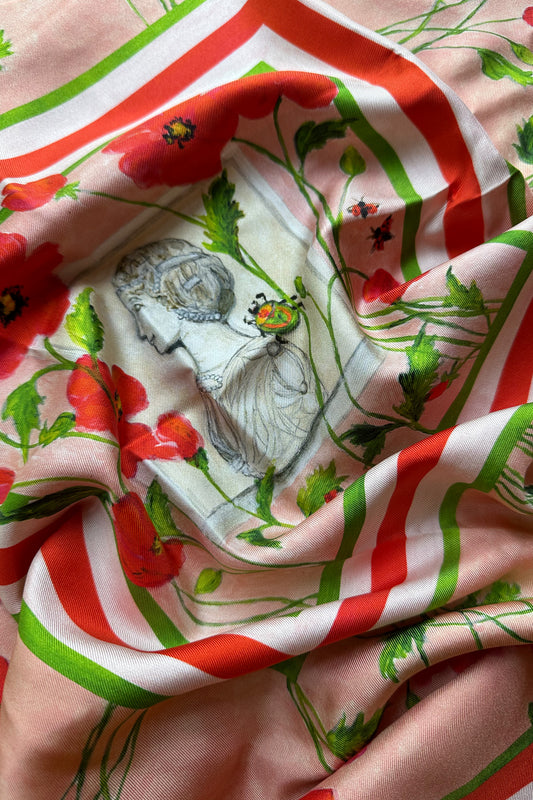 Poppy Cameo Silk Scarf